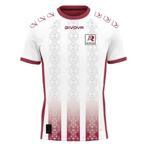 Maglia away Reggina 2026/27 bianca con scudo anni Novanta e colonne sfumate amaranto