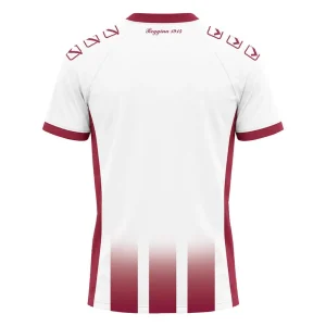 Retro della maglia away Reggina 2026/27 bianca con bande amaranto sfumate